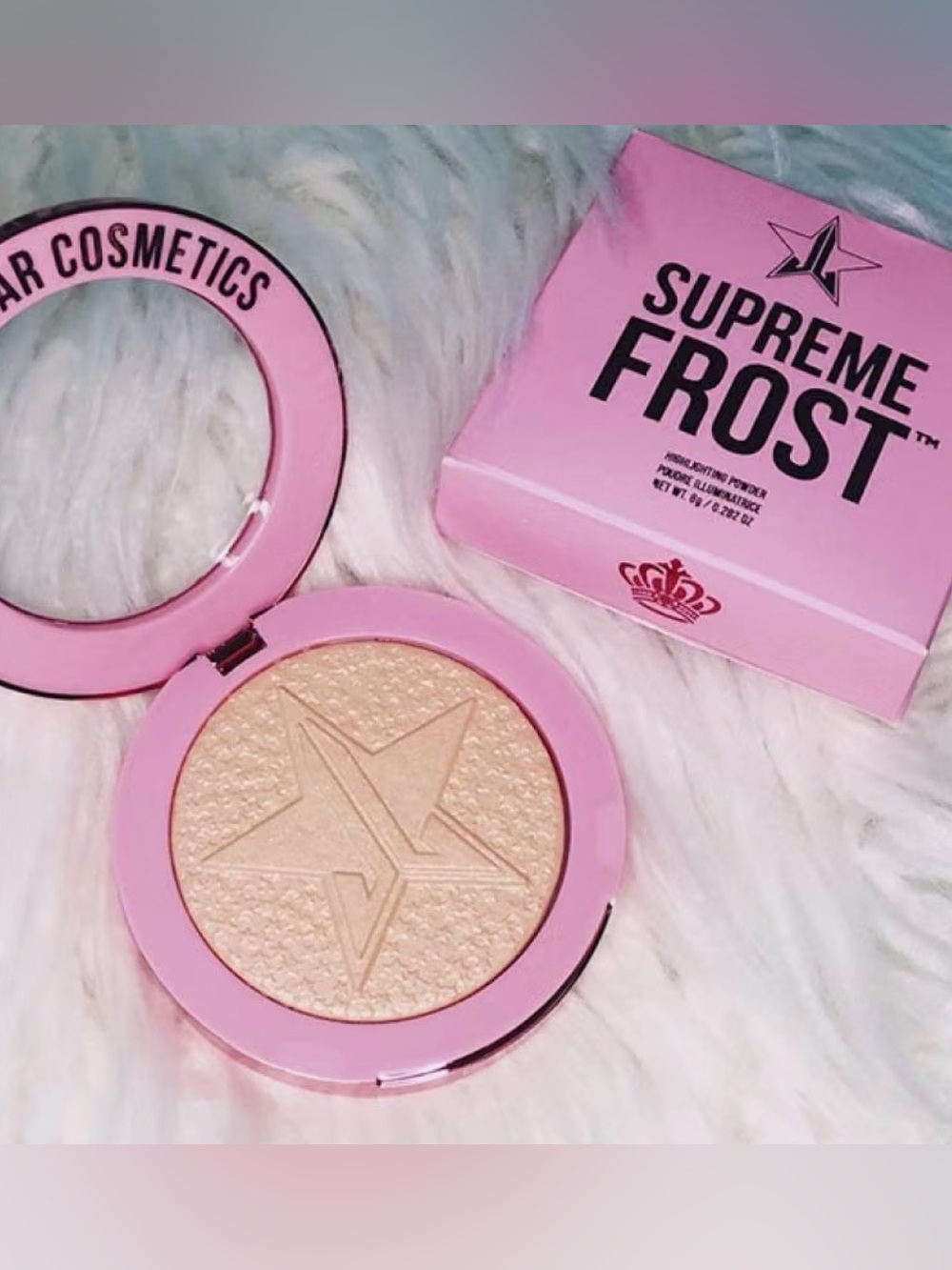 Jeffree Star FROZEN PEACH Highlighter Compact - Pink Case, Champagne-Gold Glow